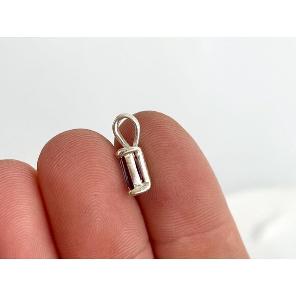 Minimalist Amethyst Gemstone Sterling Silver 925 Vintage Pendant | Charm - Picture 7 of 9